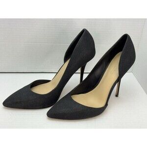 Imagine Vince Camuto Orre Half d'Orsay  Black Metallic Fabric Size 9 Stiletto